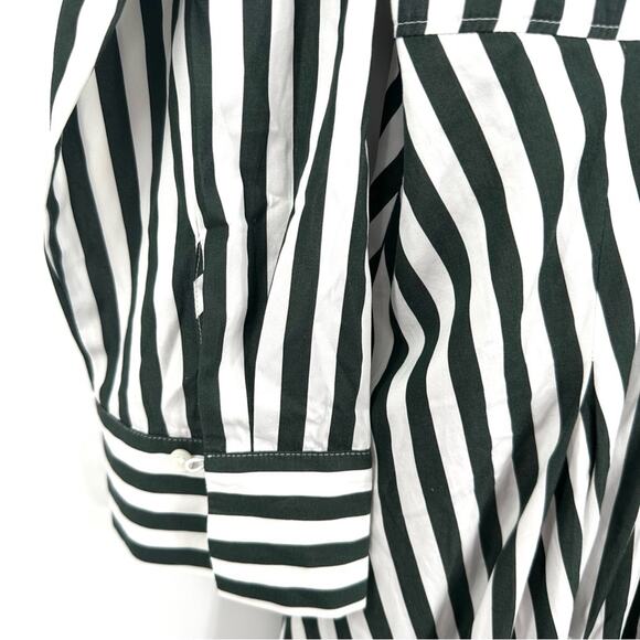 Madewell Tie-Waist Midi Shirtdress in Stripe Deep Forest Size 10 - Picture 5 of 9